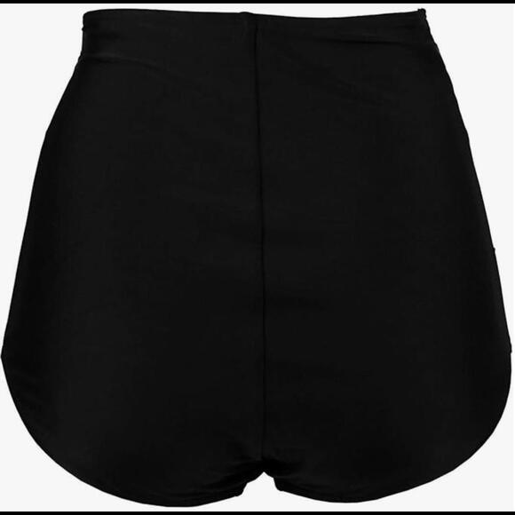 NWOT Retro High Waisted Bikini Bottom Ruched Swim Brief S - Picture 2 of 2